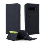 For Samsung Galaxy S10 Strong Magnetism Liquid Feel Horizontal Flip Leather Case with Holder & Card Slots & Wallet(Black)