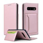 For Samsung Galaxy S10 Strong Magnetism Liquid Feel Horizontal Flip Leather Case with Holder & Card Slots & Wallet(Rose Gold)