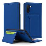 For Samsung Galaxy Note10 Strong Magnetism Liquid Feel Horizontal Flip Leather Case with Holder & Card Slots & Wallet(Blue)