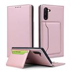 For Samsung Galaxy Note10 Strong Magnetism Liquid Feel Horizontal Flip Leather Case with Holder & Card Slots & Wallet(Rose Gold)