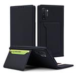 For Samsung Galaxy Note10+ Strong Magnetism Liquid Feel Horizontal Flip Leather Case with Holder & Card Slots & Wallet(Black)