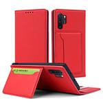 For Samsung Galaxy Note10+ Strong Magnetism Liquid Feel Horizontal Flip Leather Case with Holder & Card Slots & Wallet(Red)