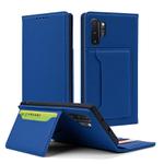 For Samsung Galaxy Note10+ Strong Magnetism Liquid Feel Horizontal Flip Leather Case with Holder & Card Slots & Wallet(Blue)