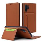 For Samsung Galaxy Note10+ Strong Magnetism Liquid Feel Horizontal Flip Leather Case with Holder & Card Slots & Wallet(Brown)