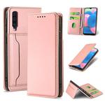 For Samsung Galaxy A30s Strong Magnetism Liquid Feel Horizontal Flip Leather Case with Holder & Card Slots & Wallet(Rose Gold)