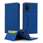 For Samsung Galaxy A31 Strong Magnetism Liquid Feel Horizontal Flip Leather Case with Holder & Card Slots & Wallet(Blue)