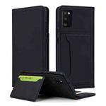 For Samsung Galaxy A41 Strong Magnetism Liquid Feel Horizontal Flip Leather Case with Holder & Card Slots & Wallet(Black)