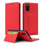 For Samsung Galaxy A41 Strong Magnetism Liquid Feel Horizontal Flip Leather Case with Holder & Card Slots & Wallet(Red)