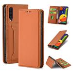For Samsung Galaxy A50s Strong Magnetism Liquid Feel Horizontal Flip Leather Case with Holder & Card Slots & Wallet(Brown)