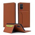 For Samsung Galaxy A51 Strong Magnetism Liquid Feel Horizontal Flip Leather Case with Holder & Card Slots & Wallet(Brown)