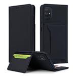 For Samsung Galaxy A71 Strong Magnetism Liquid Feel Horizontal Flip Leather Case with Holder & Card Slots & Wallet(Black)