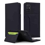 For Samsung Galaxy A71 Strong Magnetism Liquid Feel Horizontal Flip Leather Case with Holder & Card Slots & Wallet(Black)