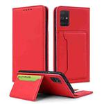 For Samsung Galaxy A71 Strong Magnetism Liquid Feel Horizontal Flip Leather Case with Holder & Card Slots & Wallet(Red)