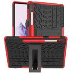 For Samsung Galaxy Tab S7 Lite T730 / T735 & S7+ T970 / T976B Tire Texture Shockproof TPU + PC Protective Case with Holder(Red)