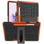 For Samsung Galaxy Tab S7 Lite T730 / T735 & S7+ T970 / T976B Tire Texture Shockproof TPU + PC Protective Case with Holder(Orange)