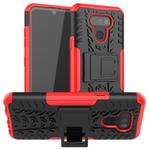 For LG Harmony 4 Tire Texture Shockproof TPU + PC Protective Case with Holder(Red)