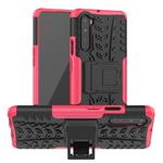 For OnePlus Nord Tire Texture Shockproof TPU + PC Protective Case with Holder(Rose Red)