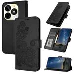 For Itel P65C Datura Flower Embossed Flip Leather Phone Case(Black)