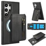 For Samsung Galaxy S25 Ultra 5G Zipper Wallet Split MagSafe Leather Back Phone Case(Black)