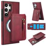 For Samsung Galaxy S25 Ultra 5G Zipper Wallet Split MagSafe Leather Back Phone Case(Red)