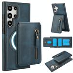 For Samsung Galaxy S25 Ultra 5G Zipper Wallet Split MagSafe Leather Back Phone Case(Blue)