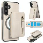 For Samsung Galaxy S23 FE 5G Zipper Wallet Split MagSafe Leather Back Phone Case(White)