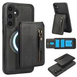 For Samsung Galaxy S23 FE 5G Zipper Wallet Split MagSafe Leather Back Phone Case(Black)