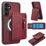 For Samsung Galaxy S23 FE 5G Zipper Wallet Split MagSafe Leather Back Phone Case(Red)