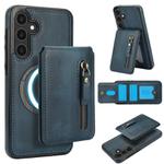 For Samsung Galaxy S23 FE 5G Zipper Wallet Split MagSafe Leather Back Phone Case(Blue)