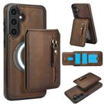 For Samsung Galaxy S23 FE 5G Zipper Wallet Split MagSafe Leather Back Phone Case(Brown)