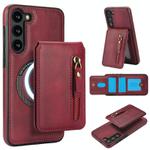 For Samsung Galaxy S23+ 5G Zipper Wallet Split MagSafe Leather Back Phone Case(Red)