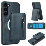 For Samsung Galaxy S23+ 5G Zipper Wallet Split MagSafe Leather Back Phone Case(Blue)