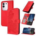 For vivo Y29 4G Datura Flower Embossed Flip Leather Phone Case(Red)