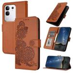 For vivo Y29 4G Datura Flower Embossed Flip Leather Phone Case(Brown)