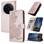 For vivo X200 Ultra Datura Flower Embossed Flip Leather Phone Case(Rose Gold)