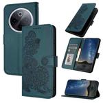 For vivo iQOO Z10 / T4 / Y300 Pro Datura Flower Embossed Flip Leather Phone Case(Dark Green)