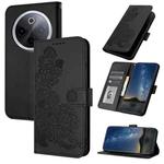 For vivo iQOO Z10 / T4 / Y300 Pro Datura Flower Embossed Flip Leather Phone Case(Black)