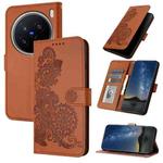 For vivo X200 Pro Datura Flower Embossed Flip Leather Phone Case(Brown)