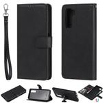 For Huawei Nova 7 SE 2 in 1 Solid Color Detachable PU Leather Case with Card Slots & Magnetic Holder & Photo Frame & Wallet & Strap(Black)