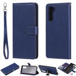 For Huawei Nova 7 SE 2 in 1 Solid Color Detachable PU Leather Case with Card Slots & Magnetic Holder & Photo Frame & Wallet & Strap(Blue)