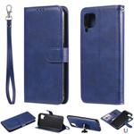 For Huawei P40 Pro 2 in 1 Solid Color Detachable PU Leather Case with Card Slots & Magnetic Holder & Photo Frame & Wallet & Strap(Blue)