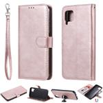 For Huawei P40 Pro 2 in 1 Solid Color Detachable PU Leather Case with Card Slots & Magnetic Holder & Photo Frame & Wallet & Strap(Rose Gold)