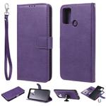 For Huawei Honor 9A 2 in 1 Solid Color Detachable PU Leather Case with Card Slots & Magnetic Holder & Photo Frame & Wallet & Strap(Purple)