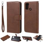 For Huawei Honor 9A 2 in 1 Solid Color Detachable PU Leather Case with Card Slots & Magnetic Holder & Photo Frame & Wallet & Strap(Brown)