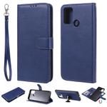 For Huawei Honor 9A 2 in 1 Solid Color Detachable PU Leather Case with Card Slots & Magnetic Holder & Photo Frame & Wallet & Strap(Blue)