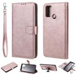 For Huawei Honor 9A 2 in 1 Solid Color Detachable PU Leather Case with Card Slots & Magnetic Holder & Photo Frame & Wallet & Strap(Rose Gold)