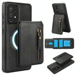 For Samsung Galaxy A52 4G / 5G Zipper Wallet Split MagSafe Leather Back Phone Case(Black)