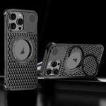 For iPhone 16 Pro R-JUST RJ-64 Aromatherapy Heat Dissipation MagSafe Phone Case with Stand(Black)