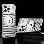 For iPhone 16 Pro R-JUST RJ-64 Aromatherapy Heat Dissipation MagSafe Phone Case with Stand(Silver)
