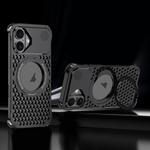 For iPhone 16 R-JUST RJ-64 Aromatherapy Heat Dissipation MagSafe Phone Case with Stand(Black)